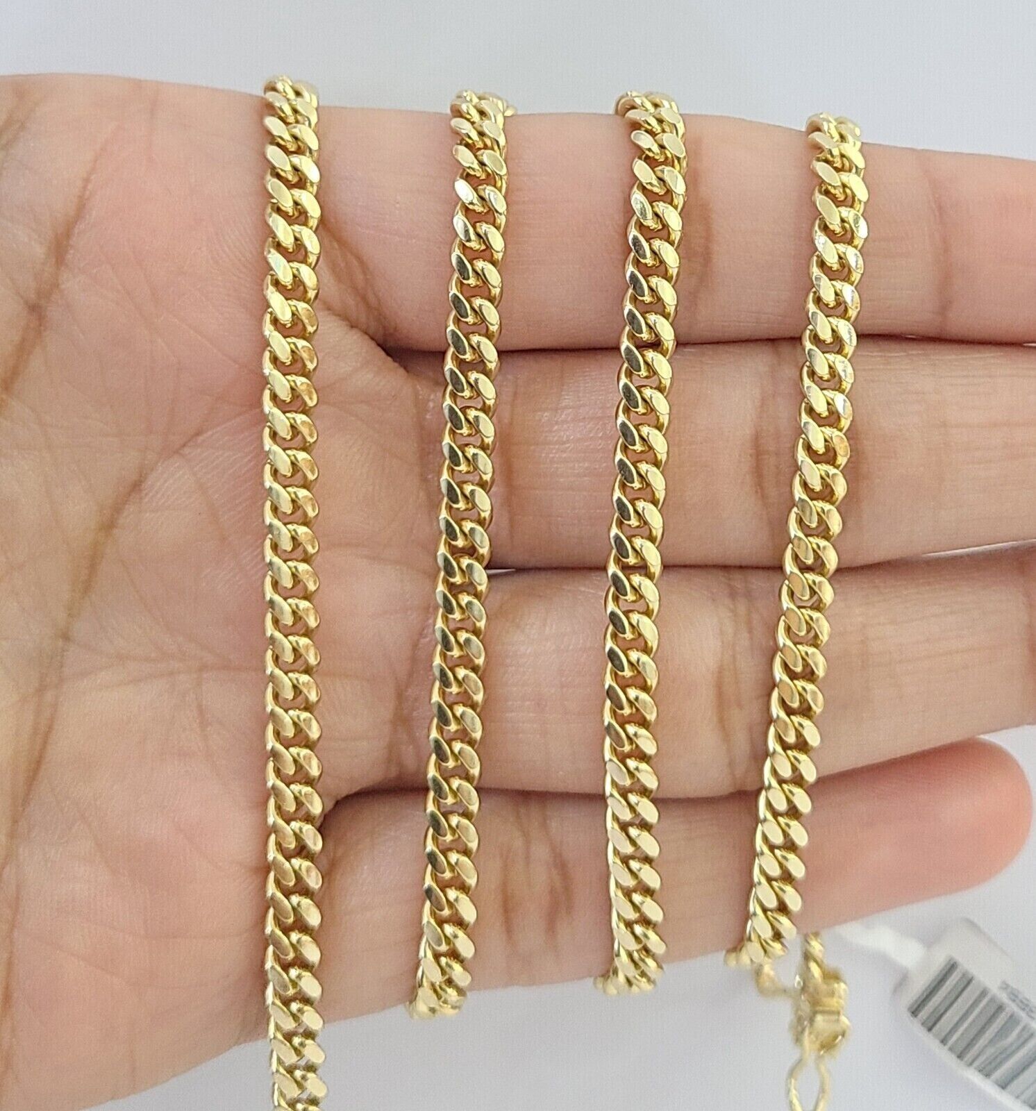 Solid 14k Yellow Gold chain 22 Inch Miami Cuban Necklace 4mm STRONG Links REAL - GoldenlinQ